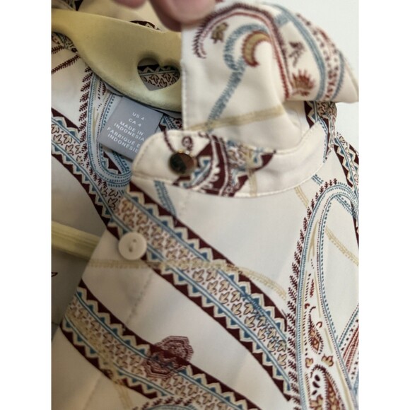 H&M Paisley Chain Print Blouse Sz 4 Quiet Luxury Country Club Old Money Designer - Picture 5 of 12